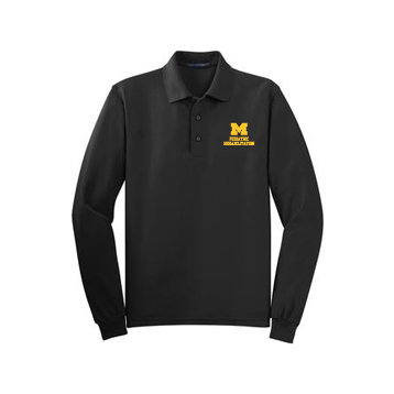 Men's Cotton Blend Long Sleeve Polo -  Black