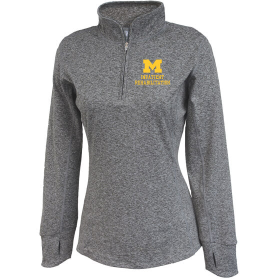 Women's Mid Weight 1/4 Zip - Black Heather (Yellow Logo)