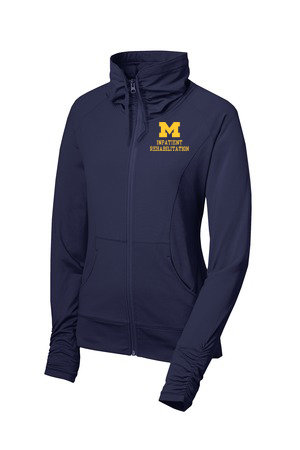 Women's Stretch Full Zip Jacket - Navy (Yellow Logo)