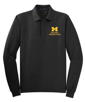 Men's Cotton Blend Long Sleeve Polo -  Black