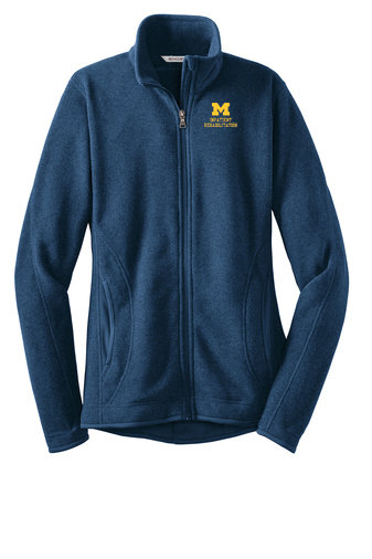 Women's Fleece Full Zip Jacket - Navy (Yellow Logo)