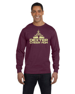 Cheer Mom Long Sleeve Tee - Maroon With Metalic Gold Print
