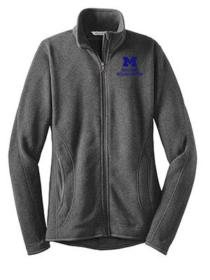 Women's Fleece Full Zip Jacket - Grey (Navy Logo)