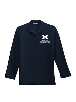 Women's Cotton Blend Long Sleeve Polo - Navy