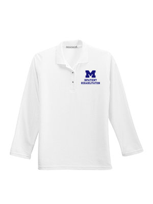 Women's Cotton Blend Long Sleeve Polo - White