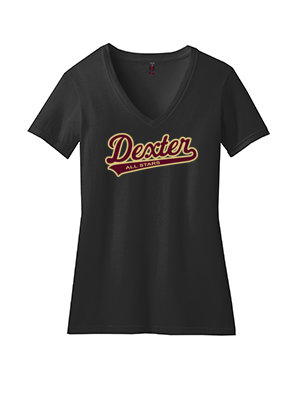 Women's Soft Cotton Blend V Neck Tee Shirt-Black