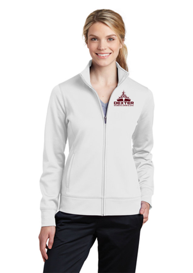 Womens Sport Tek Full Zip Fleece Jacket - White,  Black