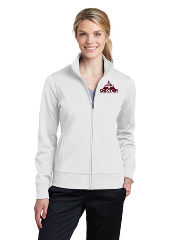 Womens Sport Tek Full Zip Fleece Jacket - White,  Black