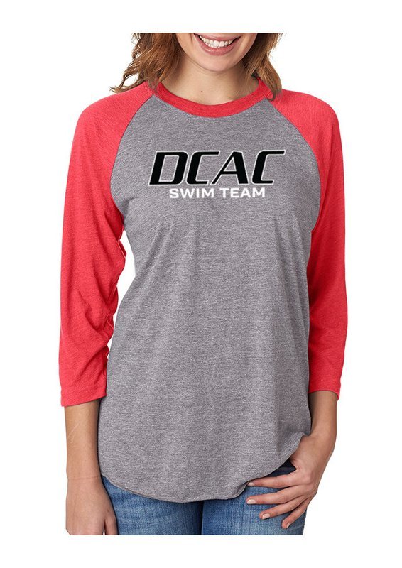 Next Level Unisex 3/4 Sleeve Triblend Tee - Red/Grey