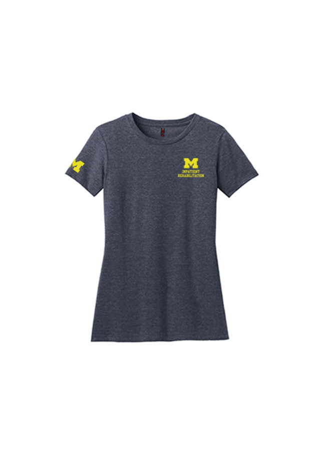 Women's Short Sleeve Crew Neck Tee - Heathered Navy (Yellow Print) Women's Short Sleeve Crew Neck Tee - Heathered Navy (Yellow Print)