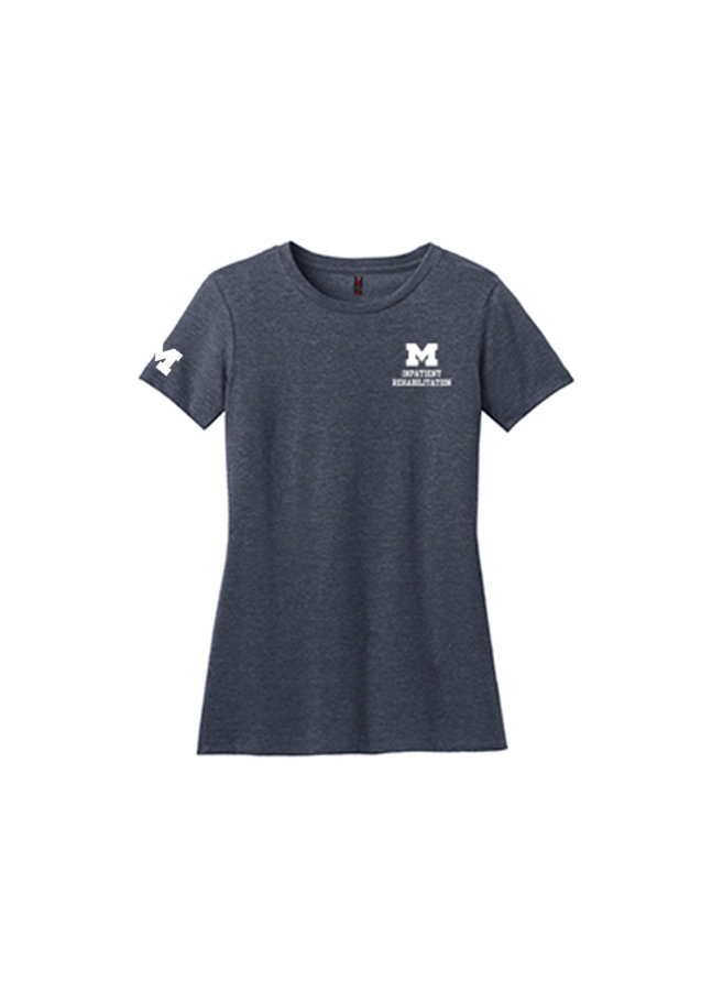 Women's Short Sleeve Crew Neck Tee -  Heathered Navy (White Print)