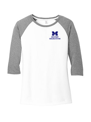 Women's 3/4 Sleeve Tee - Grey/White