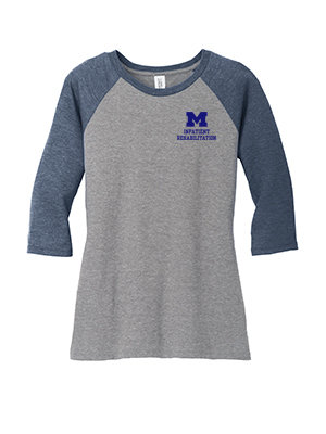 Women's 3/4 Sleeve Tee - Navy/Grey (Navy Print)