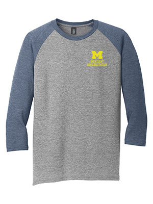 Men's 3/4 Sleeve Tee - Navy/Grey (Yellow Print)