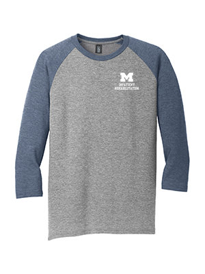 Men's 3/4 Sleeve Tee - Navy/Grey (White Print) Men's 3/4 Sleeve Tee - Navy/Grey (White Print)