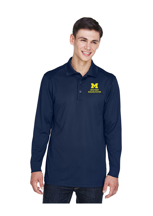 Men's Long Sleve Performance Polo - Navy