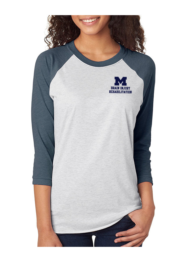 Unisex 3/4 Sleeve Tee - Navy/White