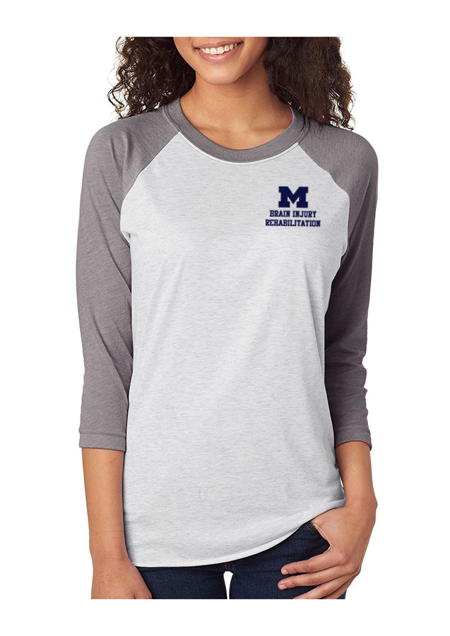 Unisex 3/4 Sleeve Tee - Grey/White