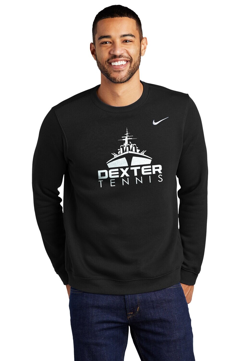 Nike Cotton Crew Neck Sweatshirt - Black, White