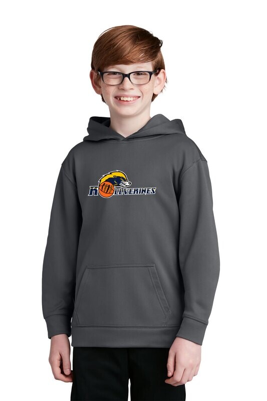 Sport Tek Performance Hooded Sweatshirt (youth sizes available)- Grey