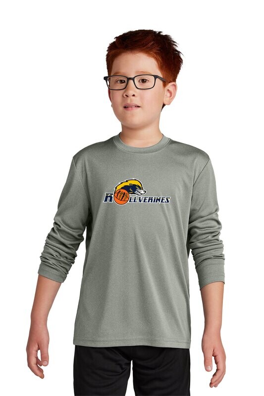 Youth Sport Tek Long Sleeve Performance - True Navy/ Grey Concrete Heather
