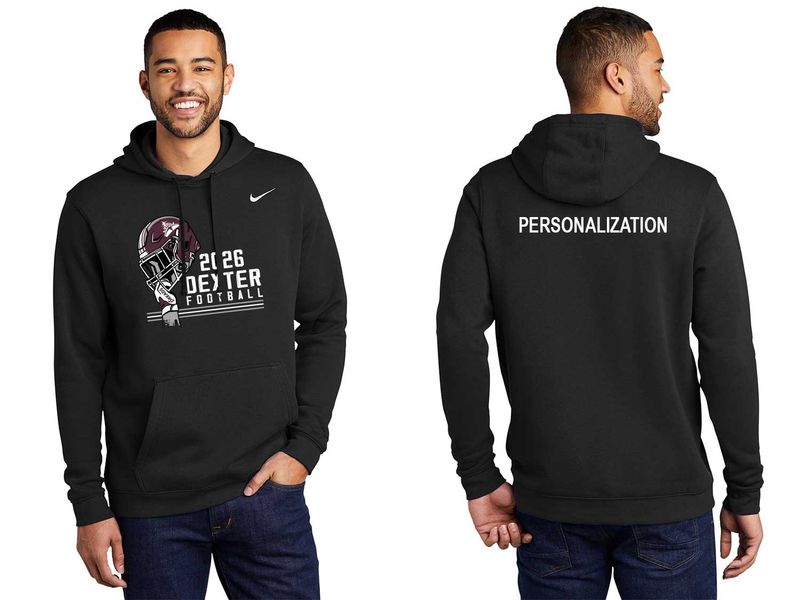 Nike Cotton Fleece Hooded Sweatshirt - Black, Maroon