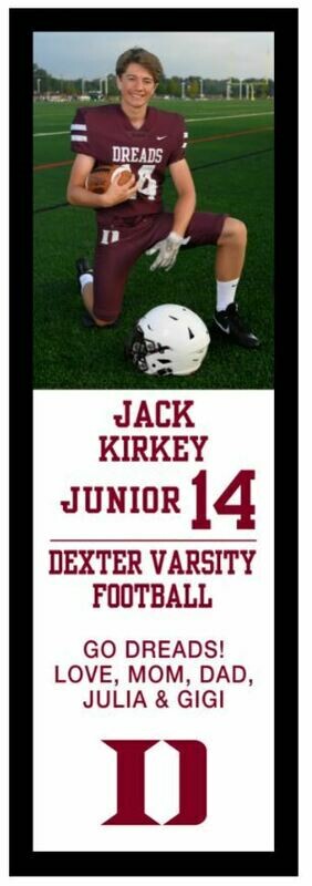 Freshman  -  Sophomore  -  Junior Football Player Banner **NOT DISPLAYED AT THE STADIUM IN 2026** ONLY SENIOR BANNERS ARE DISPLAYED.