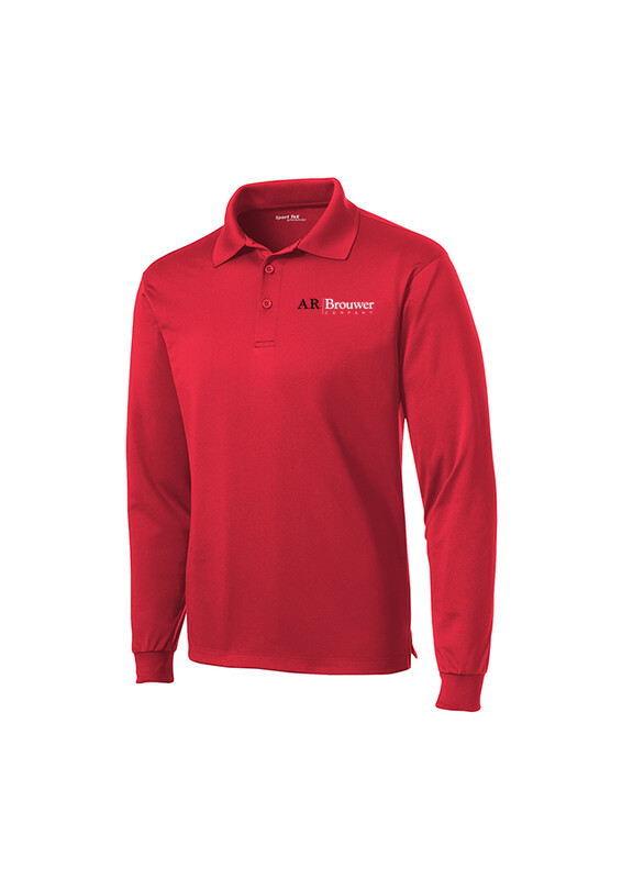 Men's Long Sleeve Polo- Black, Red