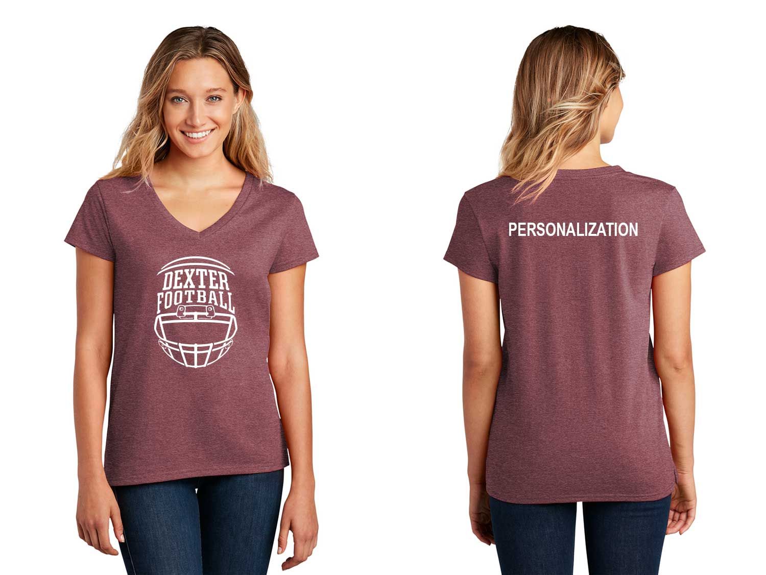 Women's Re-Tee Heather V-Neck-Black, Maroon Women's Re-Tee Heather V-Neck-Black, Maroon