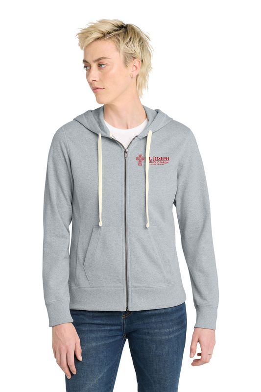 Women's Re-Fleece Full-Zip Hoodie- Dark Grey, Light heather grey
