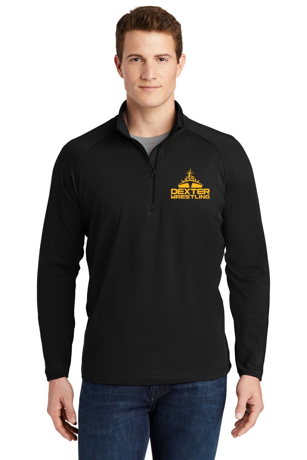 Sport-Tek Stretch 1/2-Zip Pullover- Black