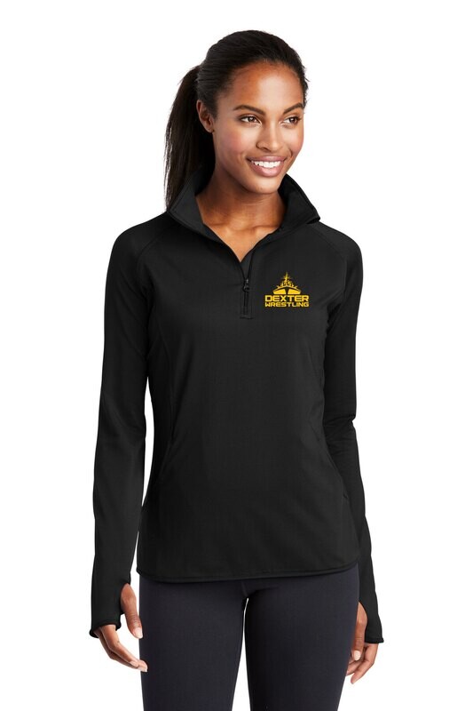 Ladies Sport-Tek Stretch 1/2-Zip Pullover- Black