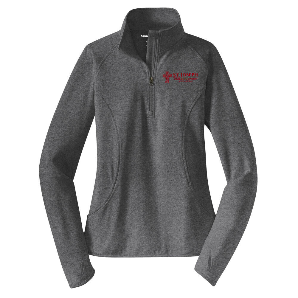 Women's Sport-Tek Stretch 1/4 Zip Pullover- Deep Red or Grey Heather