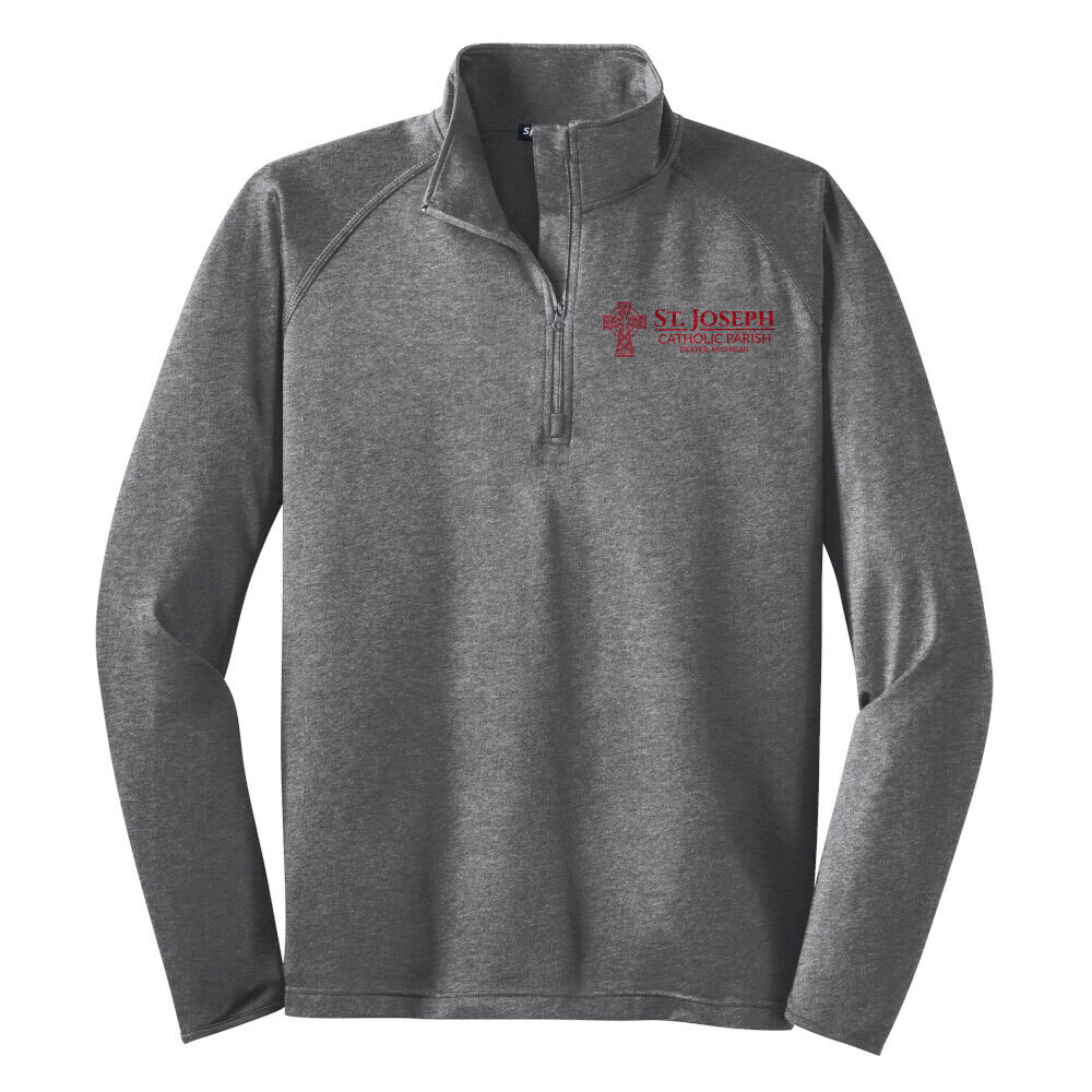 Sport-Tek Stretch 1/4 Zip Pullover- Deep Red or Grey Heather