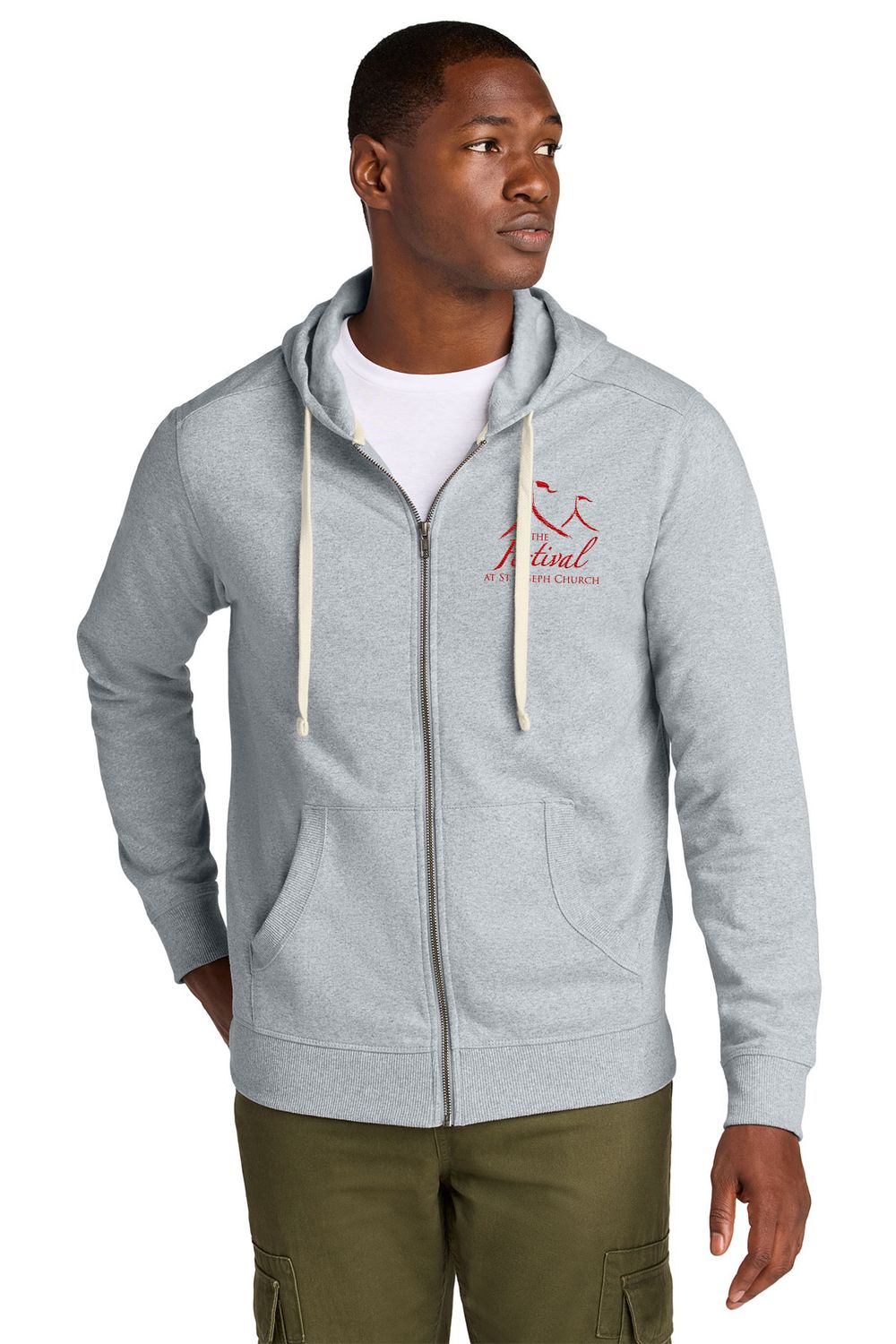 Re-Fleece Full-Zip Hoodie- Dark Grey, Light Heather Grey