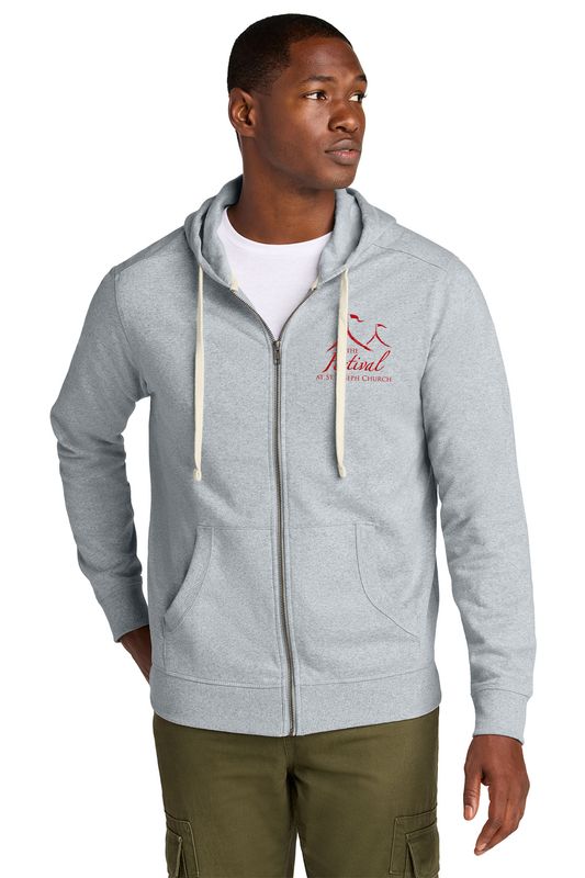 Re-Fleece Full-Zip Hoodie- Dark Grey, Light Heather Grey