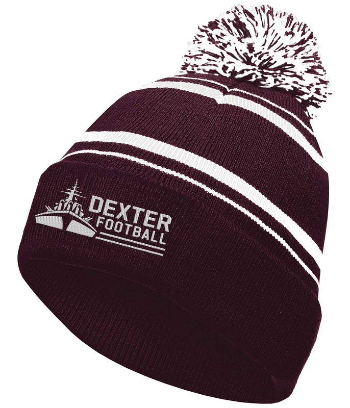 Homecoming Pom Beanie- Maroon, Black