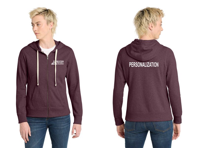 Women's Full Zip Fleece Hoodie-Black, Maroon Heather
