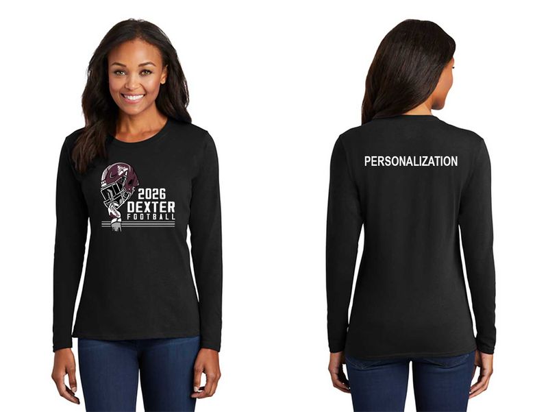 Ladies Long Sleeve Cotton Tee-Black, Maroon