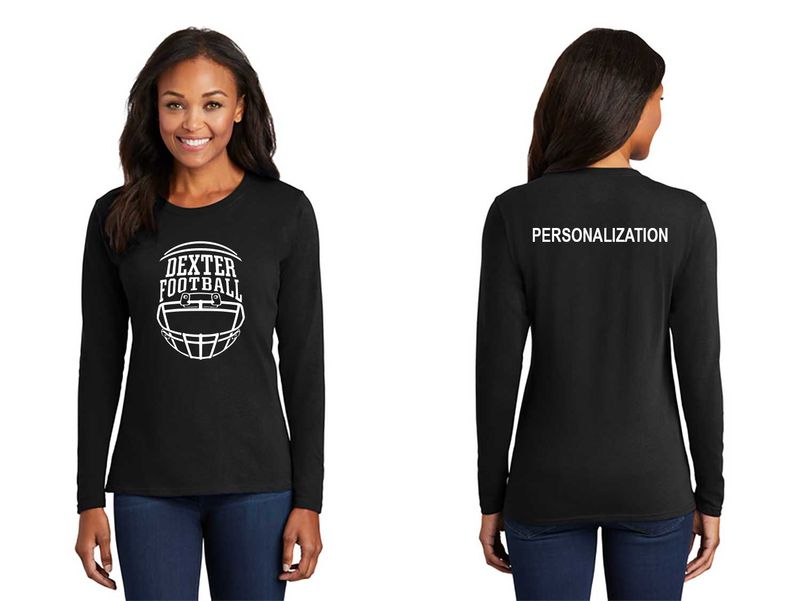 Ladies Long Sleeve Cotton Tee-Black, Maroon