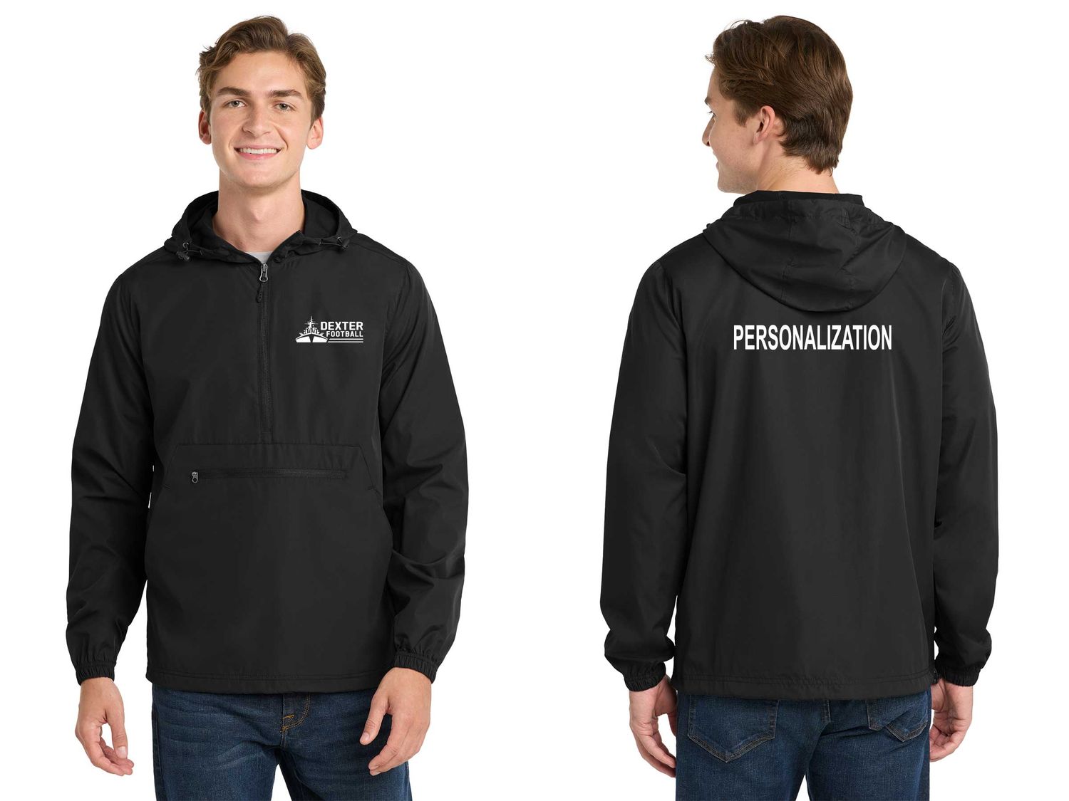 Packable Anorak Jacket - Black, Maroon Packable Anorak Jacket - Black, Maroon