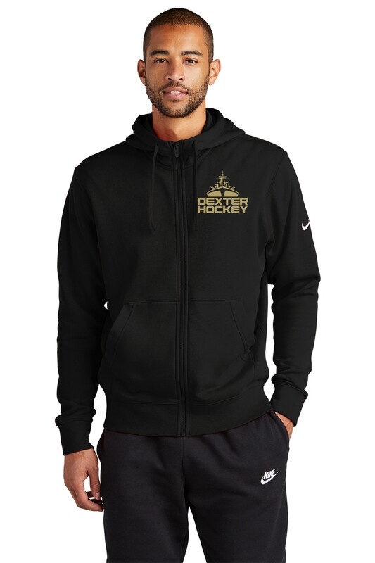 Nike Men's Club Fleece Full-Zip Hoodie - Black, Dark Grey Heather, White