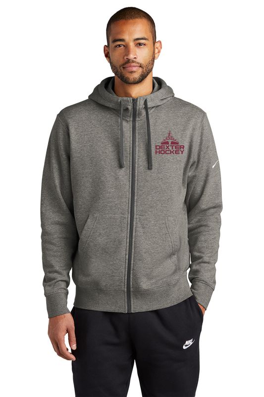 Nike Men's Club Fleece Full-Zip Hoodie - Black, Dark Grey Heather, White