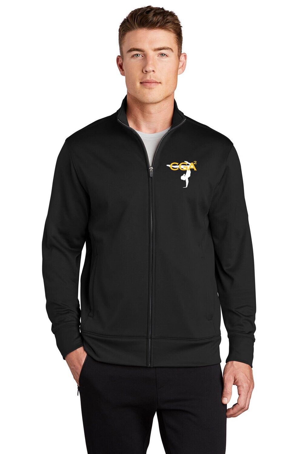 Unisex Performance Fleece Full Zip Jacket-Black/Dk Grey Unisex Performance Fleece Full Zip Jacket-Black/Dk Grey
