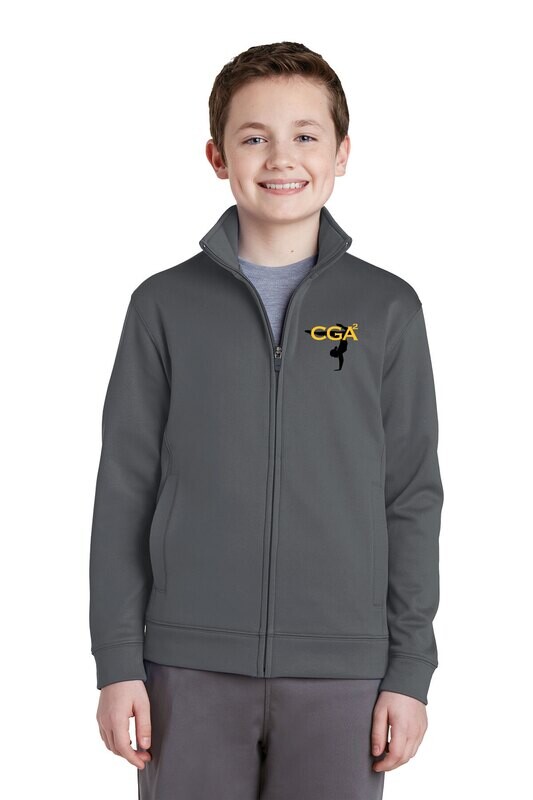 Youth Performance Fleece Full Zip Jacket-Black/Dk Grey