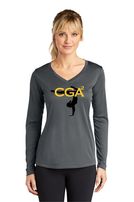 Women's Long Sleeve Performance T-shirt-Black/Dk Grey
