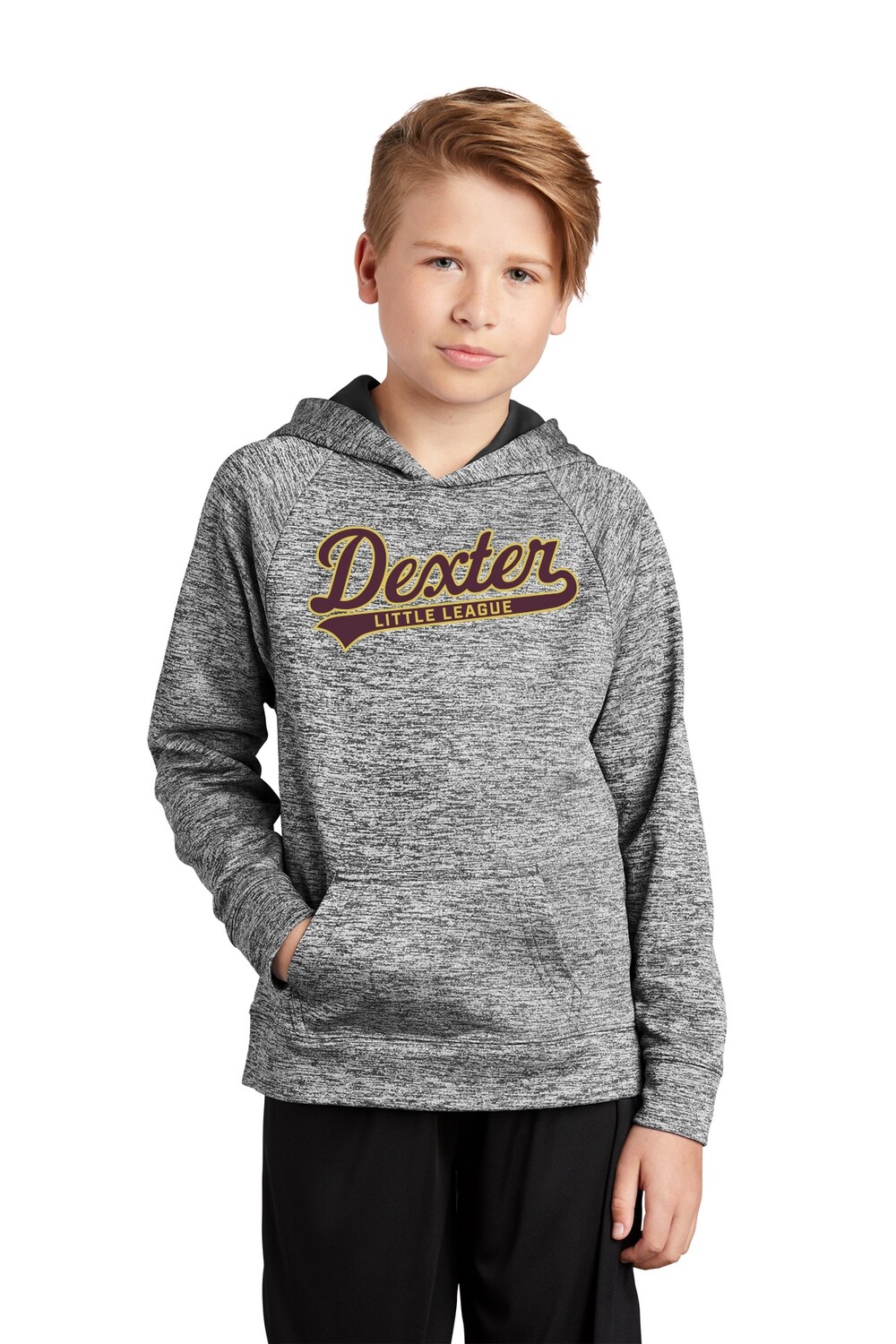 Youth Electric Heather Fleece Hooded Pullover-Black