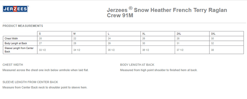 Unisex Snow Heather French Terry Raglan Crew-Black Ink