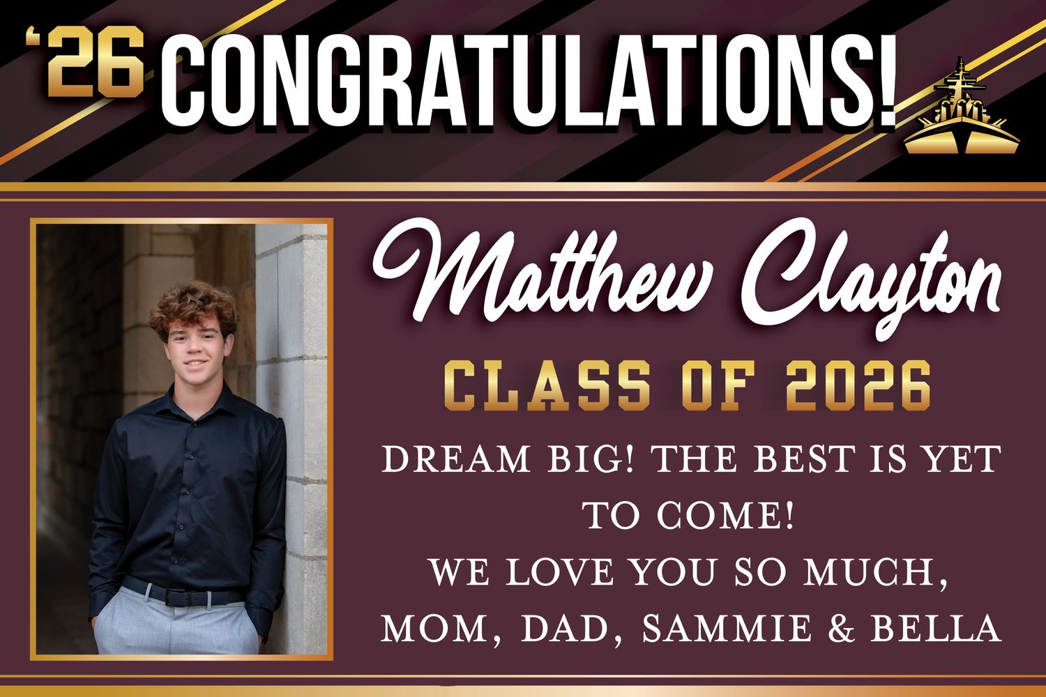 Large Graduation Yard Sign *WITH PHOTO* - 36 Large Graduation Yard Sign *WITH PHOTO* - 36" Wide X 24" High