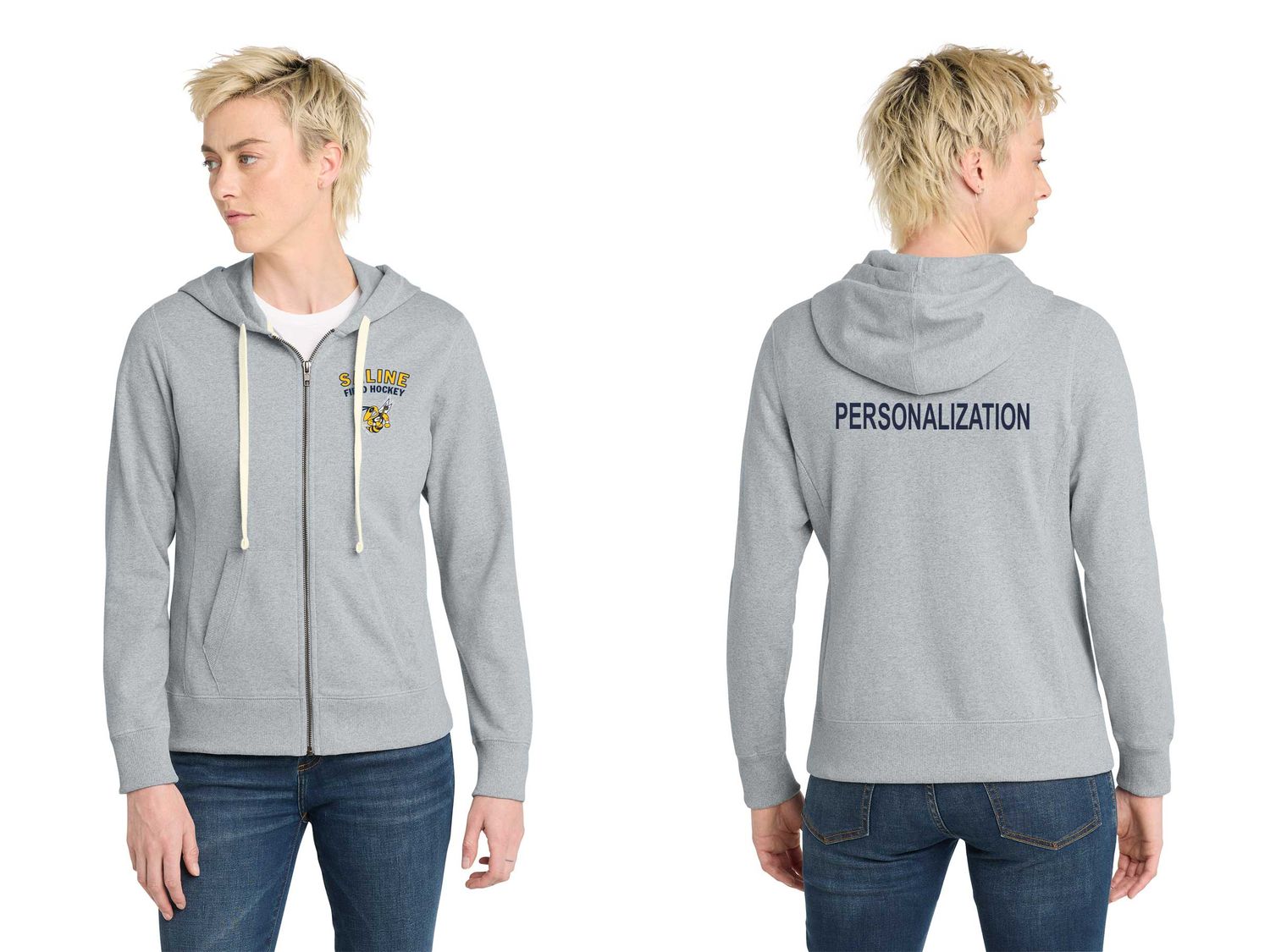 Women's Full Zip Fleece Hoodie- Navy or Heather Grey Women's Full Zip Fleece Hoodie- Navy or Heather Grey